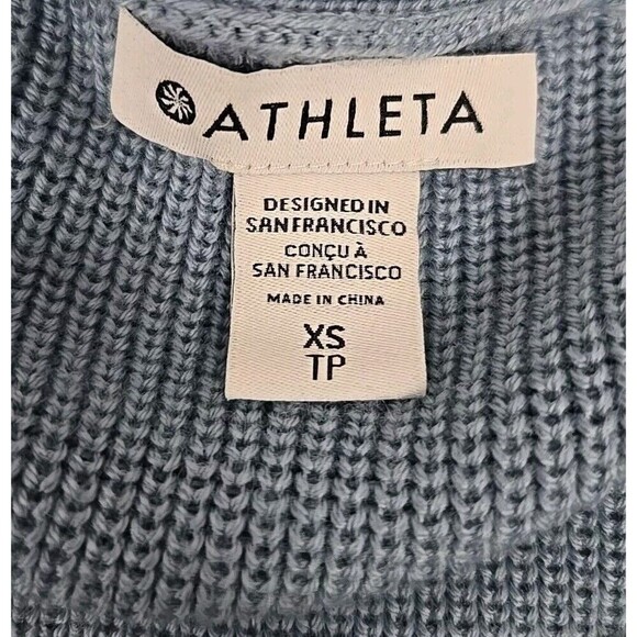 Athleta Hanover Refined V-Neck Sweater Heron Blue Merino Wool Blend Women’s XS - Picture 6 of 11